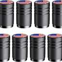 Tire Valve Stem Caps 8 Pack - American Flag Tire Caps, Black Anodized Alloy Air Caps, Universal Fit for Car SUV Truck Bike Motorcycle (Black)