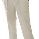 Mens Summer Casual Linen Pants Beach Elastic Drawstring Waistband Loose Fit Slacks with Pockets (Large, Khaki)