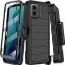 for Motorola Moto G 5G 2024 Case with Built-in Screen Protector,Belt Clip Holster,Heavy Duty Shockproof Drop Protection Military Grade Rugged Full Body Phone Cover with Kickstand (Black)