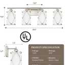 4-Light Brushed Nickel Bathroom Light Fixtures with Milk Frosted Glass, 29" Modern Bathroom Vanity Lighting Fixtures Over Mirror with Metal Cage, Wall Sconce Lights for Bath, E26, CH9176BNW-4W