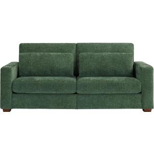 KISLOT 89" Sofa Couch for Living Room Chenille Upholstered Couch with Deep Seats and Wide Armrests 3 Seater Comfy Sofa with Cup Holders, USB & Type-C Ports, Spring Cushion, Solid Wood Frame Green