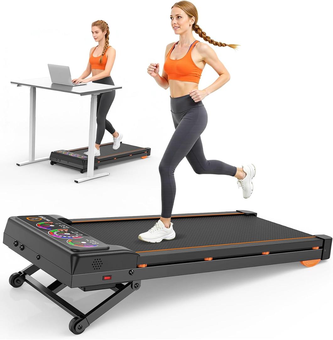 Walking Pad Treadmill with 15% 12-Level Auto Incline, 450 lbs Capacity UI Screen, Trisomy 3.5HP Quiet Under Desk Treadmill with Speaker & Remote, Compact Treadmills for Home Hiking
