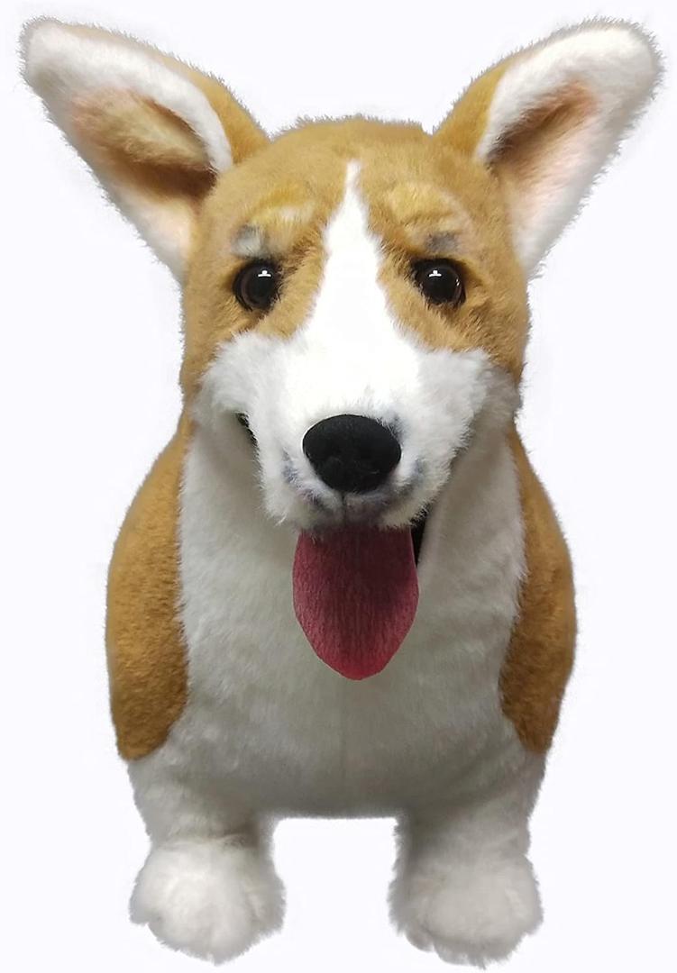 WOKI Corgi Dog 20 Inch Realistic Lifelike Louie Welsh Corgi Dog Plush Stuffed Animal Pet Dog Huggle Furry Corky