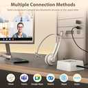 Bluetooth Headset with Microphone,Wireless Headset V5.2 with AI Noise Canceling Mic&USB Dongle, Wireless Headphones with Charging Base and Mute Function for Computer/Phone/Office/Skype (White Gold)