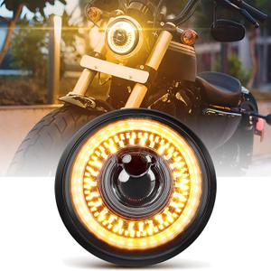 5.75 Inch LED Headlight DOT Approved 60W 8000LM 5-3/4 LED Motorcycle Headlight with Amber DRL Turn Signal Super Bright High-Low Beam Anti-Glare for Motorcycle Car ATV UTV Truck Pickup, M-8-1PC