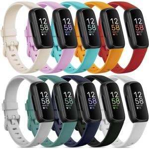 10 Pack Compatible with Fitbit Inspire 3 Bands,Soft Sport Bands Silicone Replacement Wristband for Fitbit Inspire 3 Tracker Smart Watch for Women Men (Small(5.5" -8.1"))