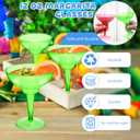 12 Pcs Plastic Margarita Glasses 12 oz Margarita Cups Mexican Theme Party Decorations Martini Glasses Bulk Cocktail Glass for Wedding Mexican Theme Carnivals (Green)