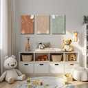 Wodkwq Nursery Wall Art Safari Animal Canvas Prints Boy Baby Room Decor Poster Toddler Room Decoration Minimalist Boho Jungle Painting Pictures Set of 3 for Kids Bedroom Bathroom 12x16in Framed