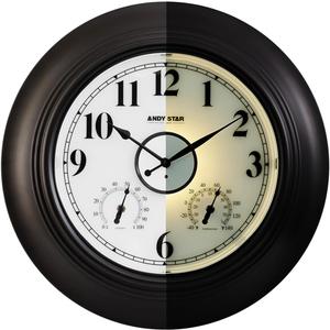 Andy Star 21 Inch Large Illuminated Outdoor Wall Clock Waterproof with Thermometer and Hygrometer, Oversized Battery Wall Clock for Patio Pool, Oil Rubbed Bronze Silent Non Ticking Clock for Garden