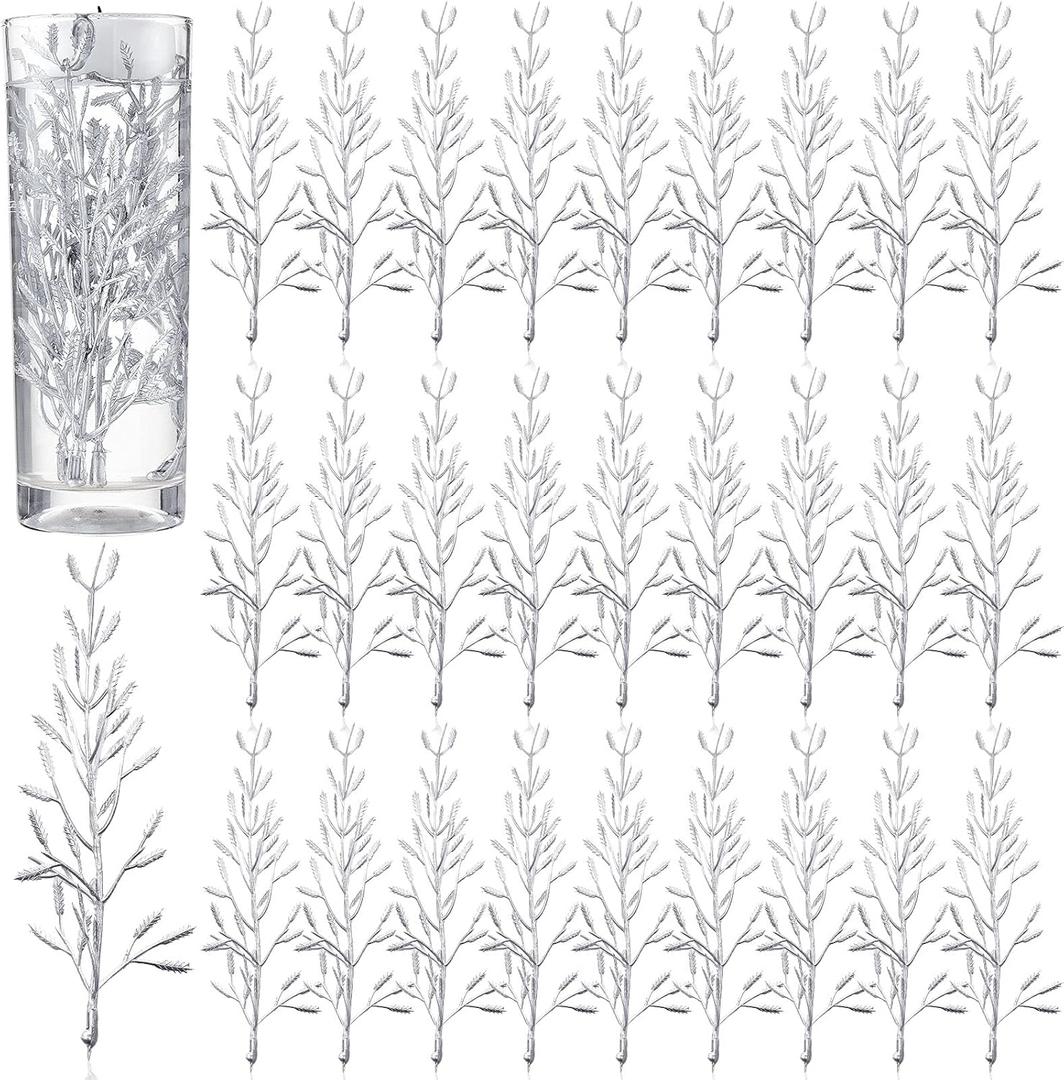 80 Pieces Faux Flowers for Floating Candles Centerpiece Vase Filler Filling in Floating Candles Mini Flower Filler for Wedding Dinning Table Party Home Bar Restaurant Decoration, 6 Inch (Silver)