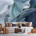 Gilding Marble Blue wall Mural Wallpaper for Bedroom 137" x 100"(Not Peel and Stick) No.49, 137" x 100"