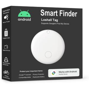 Android Tracker Tags, White Bluetooth Luggage Tags Work with Google Find My Device App (Android Only, not for iOS), Keys Finder and Item Locator for Vehicles Wallet, Bags