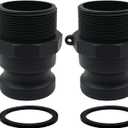 2PCS Camlock Fittings Poly Plastic NPT F-200 2" Type F Standard Couplings Cam lock Fittings Polypropylene Cam Groove Fitting Male Camlock with Male Threads (2 inch, Type F)
