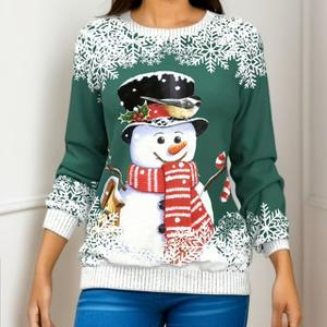 Christmas Sweatshirts for Women:Funny Snowman Printing Xmas Holiday Crewneck Long Sleeve Pullover Top
Size XL
