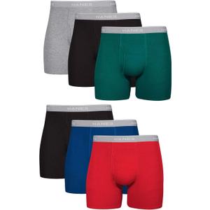 Hanes Men's Boxer Briefs, Cool Dri Moisture-Wicking Underwear, Cotton No-Ride-up for Men, Multi-Packs (XX-Large, Blue/Red/Green/Black - 6 Pack)