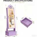 Garvee Kids Mirror Jewelry Cabinet with LED Lights Lockable standing armoire features adjustable angles and bright lighting to organize girls rings or necklaces securely, 
Item Dimensions D x W x H	35.43"D x 7.28"W x 14.49"H