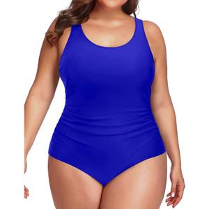 Daci Women Plus Size One Piece Swimsuit Athletic Tummy Control Ruched Bathing Suit with U-Back (X-Large)