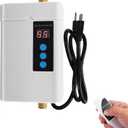 Electric Tankless Water Heater, 3000w Under Sink On Demand Instant Hot Water Heater with Remote,110V Digital Display for Kitchen Bathroom Washing (White)