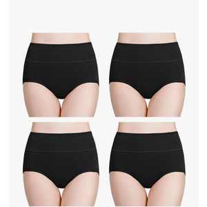wirarpa Women's Cotton Underwear High Waisted Ladies Panties Full Coverage Briefs 4 Pack, Size L