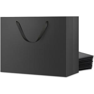 JINMING 12 Extra Large Gift Bags 16x6x12 Inches, Matte Black Gift Bags, Premium Gift Bags with Handles for Mother's Day, Father's Day and All Occasions
