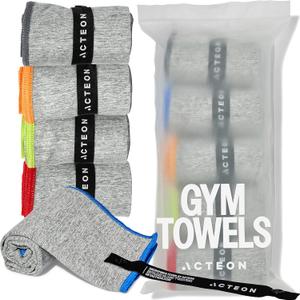 Acteon Microfiber Gym Towels 5 Pack, Quick Dry Silver ION Odor-Free Sweat Towel, Super Absorbent Fast Drying for Men & Women, Workout, Yoga, Running, Hiking, Travel  16x30.5 Inch (Heather Grey) Acteon Microfiber Gym Towels 5 Pack, Quick Dry Silver ION Odor-Free Sweat Towel, Super Absorbent Fast Drying for Men & Women, Workout, Yoga, Running, Hiking, Travel  16x30.5 Inch (Heather Grey)