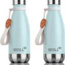 Kids Water Bottle-9 oz Stainless Steel Vacuum Insulated Small Water Bottle for Kids,Cola Shape Sports Water Flask Leak Proof (Baby Blue)