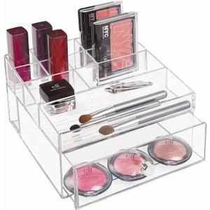 InterDesign iDesign Clarity BPA-Free Plastic Drawer with Divided Tray, 6.97" x 6.5" x 3.94", Clear Organizer