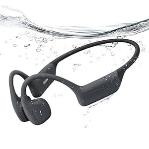 Full-Coverage Liquid Silicone Swimming Headphones, IP68 Waterproof Underwater Headphones, Bluetooth 6.0&MP3 with 32GB Memory Card, Soft/ Skin-Comfortable Open Ear Bone Conduction Swim Earbuds(Black)