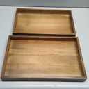 2 Pack Solid Acacia Wood Serving Trays with Handles, Rectangular Wooden Serving Platters, Decorative Servings Trays Set, Portable Ottoman TrayGreat for Lap &Couch, 16"+15"
