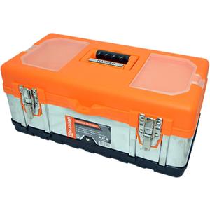 16" Stainless Steel Tool Box  Heavy-Duty Toolbox with ABS Organizer and 0.8mm Thick Stainless Steel Body  Durable Parts Storage Box for Professional Use