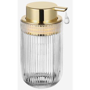 Glass Foam Soap Dispenser, Refillable Foaming Dispenser with Gold Pump, Foam Hand Soap Dispenser for Bathroom Kitchen, Modern Home Bathroom Decor （Foam Type/Clear）