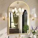 Sweetcrispy 26.5"x38" Arched Gold Bathroom Vanity Mirror for Over Sink, Wall Decor Mirror for Entryway, Bedroom, Living Room