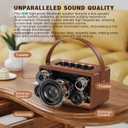 Retro Karaoke Machine with 2 Rechargeable Microphones, Wireless Loud Bass Bluetooth Speaker for Adults, Support USB/TF/AUX/RCA, Portable PA System for Home Party, Vintage Decor, Gift (Brown)