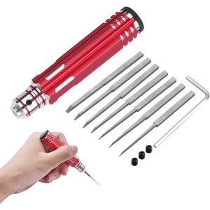 7 In 1 Prime Model Scriber with 7 Blades Gundam Resin Carved Scribe Line Cutting Tool Chisel (0.1/0.2/0.4/0.6/0.8/1.0/2.0mm) Red