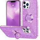 2 Pack Thomo Compatible with iPhone 13 Pro Max Case,[Bling Kickstand] Cute Glitter Slim Bumper Diamond Cover Ring Holder Full-Body Protective Phone Case for iPhone 13 Pro Max Women Girls -Purple