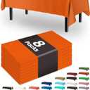 Pureegg Plastic Table Cloth Disposable 8 Pack, 54 x 108 Inch Table Cloths, Halloween Party, Thanksgiving Decorations, Harvest, Fall Tablecloths, Rectangle Tables, Leakproof & Sturdy, Orange