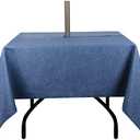 youngseahome Outdoor Tablecloth Wrinkle-Free Stain Resistant Waterproof Polyester Fabric Table Cover with Umbrella Hole for Picnic/Party/Dinner/Patio Garden(60×60inch Square,Zippered,Denim Blue)