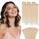 Hairro 6PCS 6 Clips In Short Hair Extensions Remy Real Human Hair Clip Ins Mini Clip On Hairpin Hairpieces For Women 33g 12 Inch #60R Platinum Blonde
