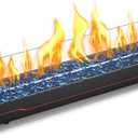 GRISUN Tabletop Fire Pit,36 Inch Propane Fire Pit Table,50000 BTU Table Top Firepit with Glass Wind Guard,Stainless Steel Burner,Fire Glass,Portable Propane fire Pit for Patio, Camping, Backyard & RV (Black)