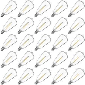 VISTERLITE ST38 LED String Light Bulbs, 1.5 Inches Shatterproof LED Replacement Bulbs for Outdoor String Lights, 1Watt Equvanlent to 7Watt Incandescant Bulbs, E12 Screw Base, Warm White, 25Pack