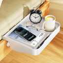 Bedside Caddy with Cup Holder, Bedside Shelf for Dorm Bed & Top Bunk Dorm Room Essentials Clip On Bed Side Table Tray Organizer for Top Bunk, College Dorm, or Kids Bedroom