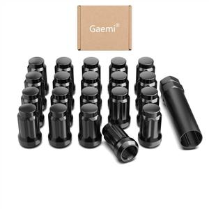 Gaemi M12x1.5 Lug Nuts,12x1.5 Spline Lug Nuts Black for Aftermarket Wheels,6 Spline Lug Nuts Set with 1 Socket Key,1.38" Tall 3/4" Hex Conical Seat 60, 20 Pack