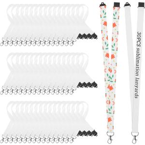 50Pack White Sublimation Lanyards Blank Bulk Sublimation Lanyards with Detachable Buckles Neck Lanyard Heat Transfer for Keychain ID Card Name Badge Holder Mobile Phone
