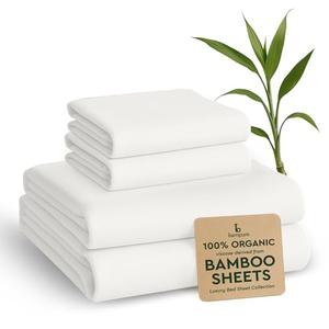 BAMPURE Luxury Series Queen Sheet Set - 100% Pure Viscose Bamboo Sheets - Super Soft, Cooling for Hot Sleepers - Deep Pocket (Up to 16'') (White)