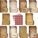 TaoBary 160 Pcs Stationery Paper Set 50 Double Sided Stationery Papers with 50 Matching Envelopes and 60 Round Dot Sticker, 10 Design(Vintage,8.5 x 11 Inch)