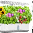 Large Hydroponics Growing System 14 Pods, Indoor Herb Garden with LED Grow Light, 5L Water Tank, Hydroponic Grow Kit with 3 Auto-Timers, Rotatable Light Panel and Child Lock for Home School Gardening (White)