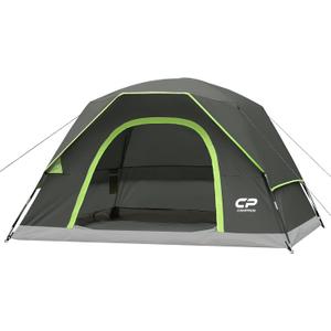 CAMPROS CP Tents for Camping 4 Person Tent Waterproof Windproof Double Layer Camping Tent, Easy Setup Dome Tent with Large Mesh Windows & Wider Door for Outdoor Camping & Hiking (Deep Gray)