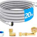 Dishwasher Installation Kit - 20 FT Premium Stainless Steel Braided Dishwasher Hose kit,Food Grade PEX Inner Tube Dishwasher Water Supply Line with 3/8"x3/8"MIP Elbow,3/8"x 3/4" FHT Elbow