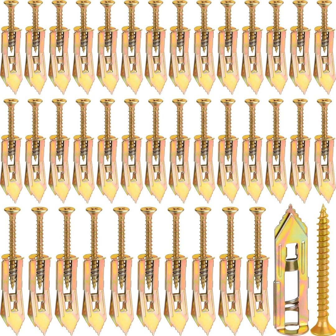 NEBURORA 120 Pcs Self Drilling Drywall Anchors 3 Sizes Metal Expansion Anchors No Drilling Easy to Install Drywall Required Kit Suitable for Hanging Picture Frames Clocks Shelves Mirrors