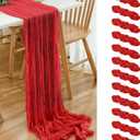 12 Pack Red 10 Ft Cheesecloth Table Runner 20x120 Inch Boho Wrinkled Sheer Romantic Gauze Decor for Wedding, Bridal Shower, Birthday Party